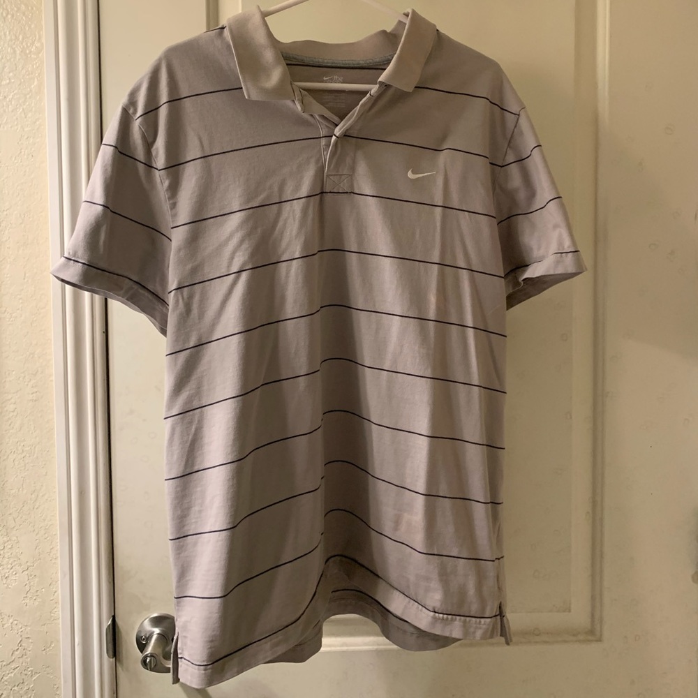 Nike grey stripe polo